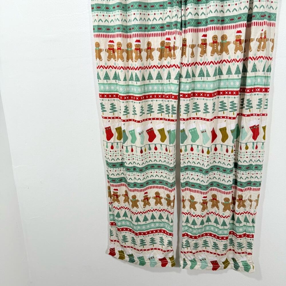 Little Sleepies Gingerbread Fair Isle Wide Leg Bamboo Pajama Pants Medium - Picture 4 of 8
